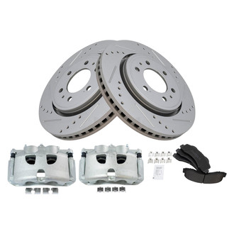 TRQ® - Performance Semi-Metallic Front Brake Kit with Calipers