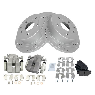 TRQ® - Performance Semi-Metallic Rear Brake Kit with Calipers