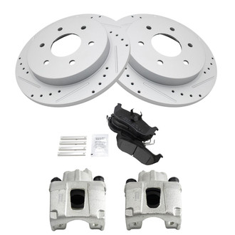 TRQ® - Performance Semi-Metallic Rear Brake Kit with Calipers