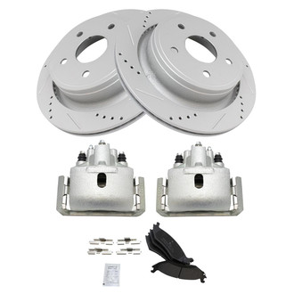 TRQ® - Performance Semi-Metallic Rear Brake Kit with Calipers