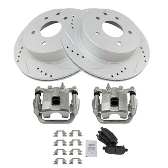 TRQ® - Performance Semi-Metallic Rear Brake Kit with Calipers