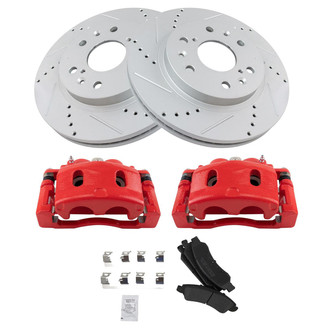 TRQ® - Performance Semi-Metallic Front Brake Kit with Calipers