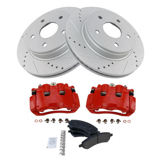 TRQ® - Performance Semi-Metallic Front Brake Kit with Calipers