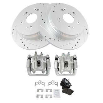 TRQ® - Performance Semi-Metallic Rear Brake Kit with Calipers