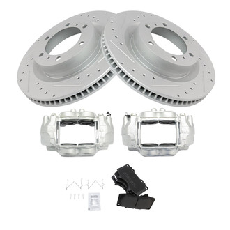 TRQ® - Performance Semi-Metallic Front Brake Kit with Calipers