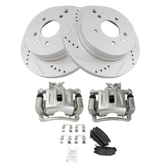 TRQ® - Performance Semi-Metallic Rear Brake Kit with Calipers