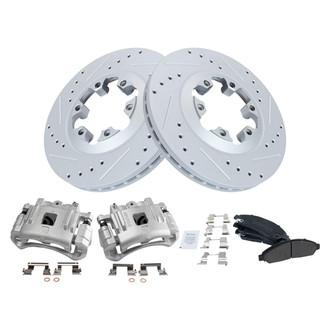 TRQ® - Performance Semi-Metallic Front Brake Kit with Calipers