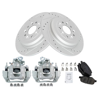 TRQ® - Performance Semi-Metallic Rear Brake Kit with Calipers