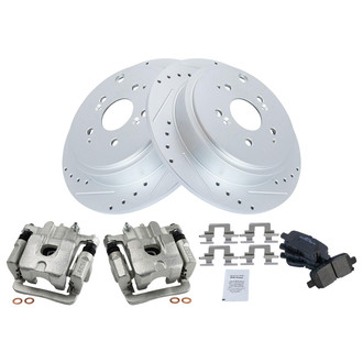 TRQ® - Performance Semi-Metallic Rear Brake Kit with Calipers