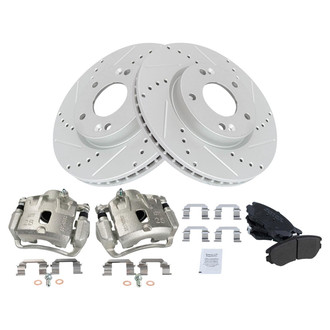 TRQ® - Performance Semi-Metallic Front Brake Kit with Calipers
