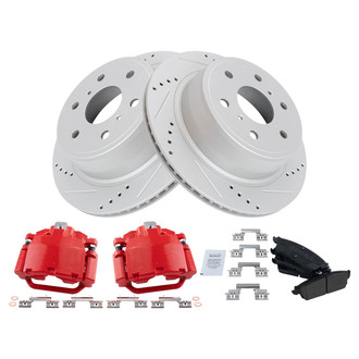 TRQ® - Performance Semi-Metallic Rear Brake Kit with Calipers