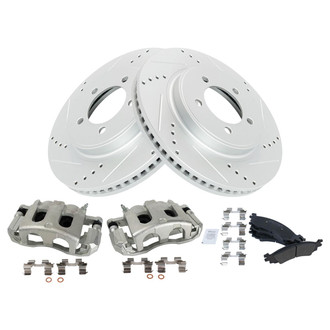 TRQ® - Performance Semi-Metallic Front Brake Kit with Calipers
