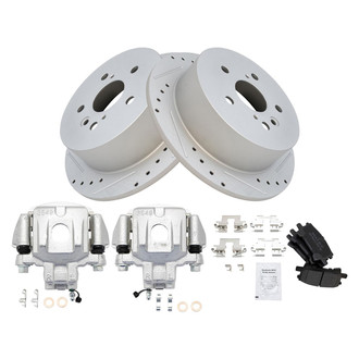 TRQ® - Performance Semi-Metallic Rear Brake Kit with Calipers