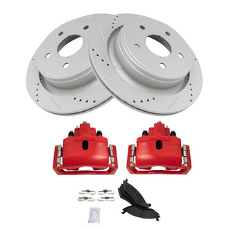 TRQ® - Performance Semi-Metallic Rear Brake Kit with Calipers
