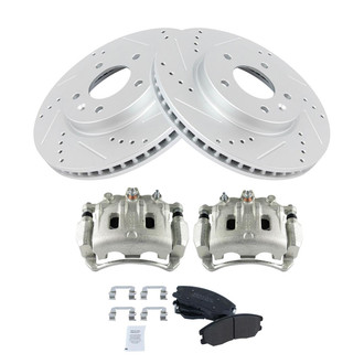 TRQ® - Performance Semi-Metallic Front Brake Kit with Calipers