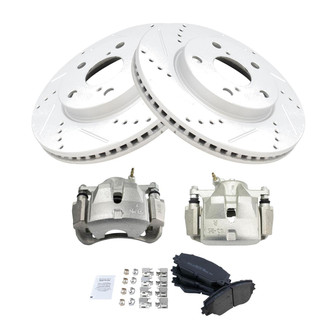 TRQ® - Performance Semi-Metallic Front Brake Kit with Calipers