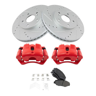 TRQ® - Performance Semi-Metallic Front Brake Kit with Calipers