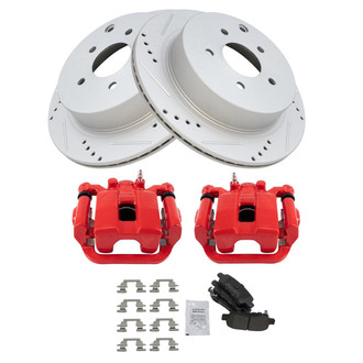 TRQ® - Performance Semi-Metallic Rear Brake Kit with Calipers