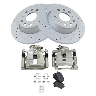 TRQ® - Performance Semi-Metallic Rear Brake Kit with Calipers