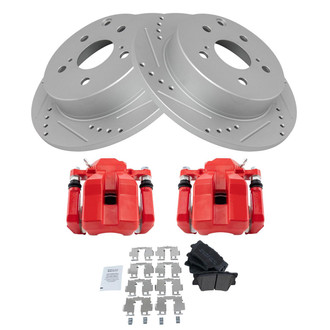 TRQ® - Performance Semi-Metallic Rear Brake Kit with Calipers