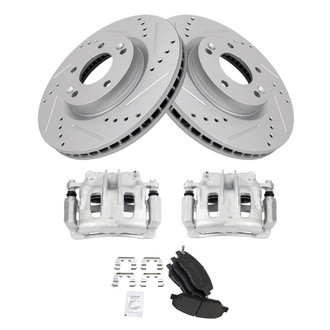 TRQ® - Performance Semi-Metallic Front Brake Kit with Calipers