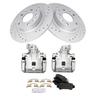 TRQ® - Performance Semi-Metallic Rear Brake Kit with Calipers