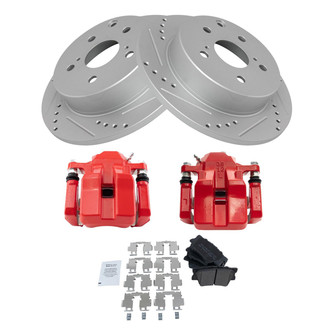 TRQ® - Performance Semi-Metallic Rear Brake Kit with Calipers