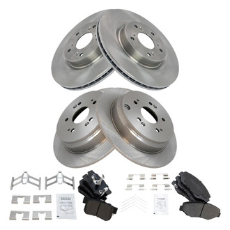 TRQ® - Front and Rear Disc Brake Kit with Semi-Metallic Pads