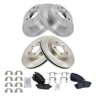 TRQ® - Front and Rear Disc Brake Kit with Semi-Metallic Pads