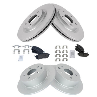 TRQ® - Front and Rear Disc Brake Kit with Semi-Metallic Pads
