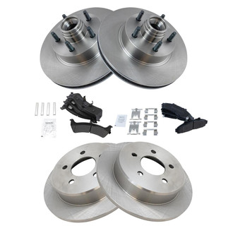 TRQ® - Front and Rear Disc Brake Kit with Semi-Metallic Pads