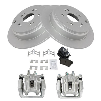 TRQ® - Rear Driver and Passenger Side Disc Brake Kit with Semi-Metallic Pads and Calipers