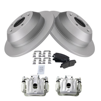 TRQ® - Rear Driver and Passenger Side Disc Brake Kit with Semi-Metallic Pads and Calipers