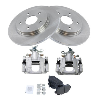 TRQ® - Rear Driver and Passenger Side Disc Brake Kit with Semi-Metallic Pads and Calipers