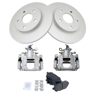 TRQ® - Rear Driver and Passenger Side Disc Brake Kit with Semi-Metallic Pads and Calipers