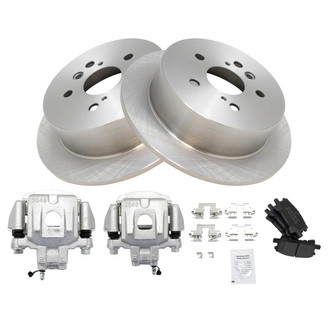 TRQ® - Rear Driver and Passenger Side Disc Brake Kit with Semi-Metallic Pads and Calipers