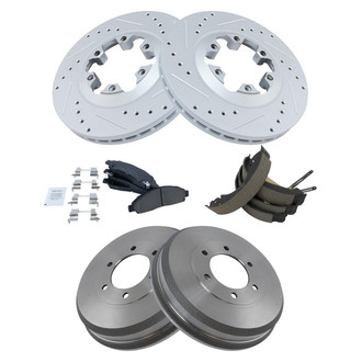 TRQ® - Performance Ceramic Front and Rear Brake Kit with Drum and Shoes