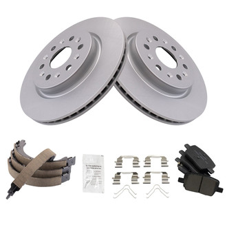 TRQ® - Rear Disc Brake Kit with Ceramic Pads and Shoes
