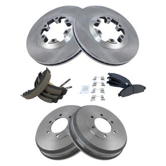 TRQ® - Performance Ceramic Front and Rear Brake Kit with Drum and Shoes