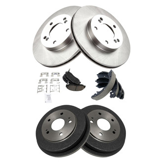 TRQ® - Performance Ceramic Front and Rear Brake Kit with Drum and Shoes
