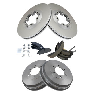 TRQ® - Performance Ceramic Front and Rear Brake Kit with Drum and Shoes