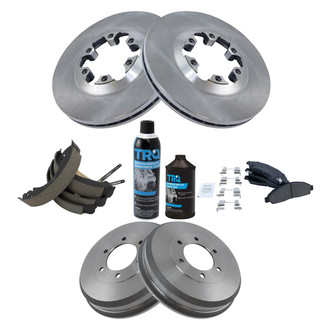 TRQ® - Performance Ceramic Front and Rear Brake Kit with Drum and Shoes
