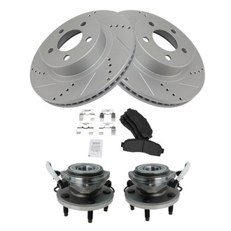 TRQ® - Performance Semi-Metallic Front Brake Kit with Hub Assemblies