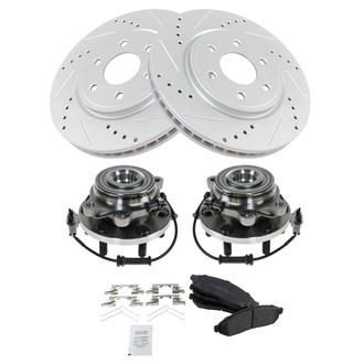 TRQ® - Performance Semi-Metallic Front Brake Kit with Hub Assemblies