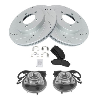 TRQ® - Performance Semi-Metallic Front Brake Kit with Hub Assemblies