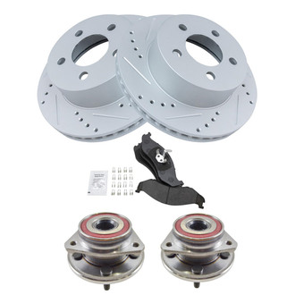 TRQ® - Performance Semi-Metallic Front Brake Kit with Hub Assemblies