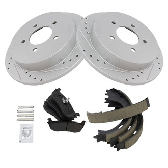 TRQ® - Performance Semi-Metallic Rear Brake Kit with Parking Brake Shoes