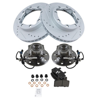 TRQ® - Performance Semi-Metallic Front Brake Kit with Hub Assemblies