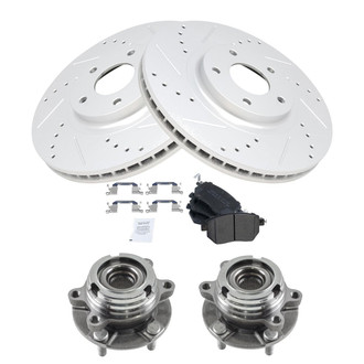 TRQ® - Performance Semi-Metallic Front Brake Kit with Hub Assemblies