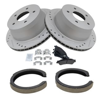 TRQ® - Performance Semi-Metallic Rear Brake Kit with Parking Brake Shoes